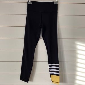 Zyia Leggings with yellow & white stripes